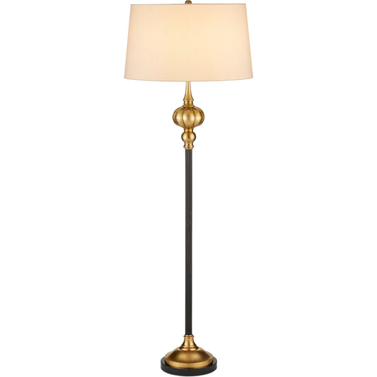 Haines Floor Lamp by Currey and Company in bronze, vintage brass. Made from brass in a traditional style.