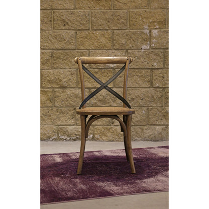 Cross Back Dining Chair by LH Imports. Made from elm, rattan, iron in a modern style.