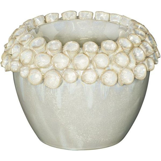 Seychelles Candle Holder by Bradburn Home in white and white. Made from ceramic in a coastal style.