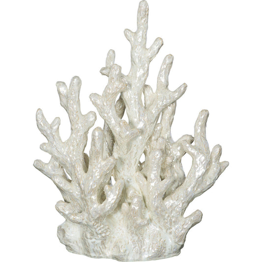 Coral Figure by Bradburn Home in pearlized white. Made from ceramic in a coastal style.