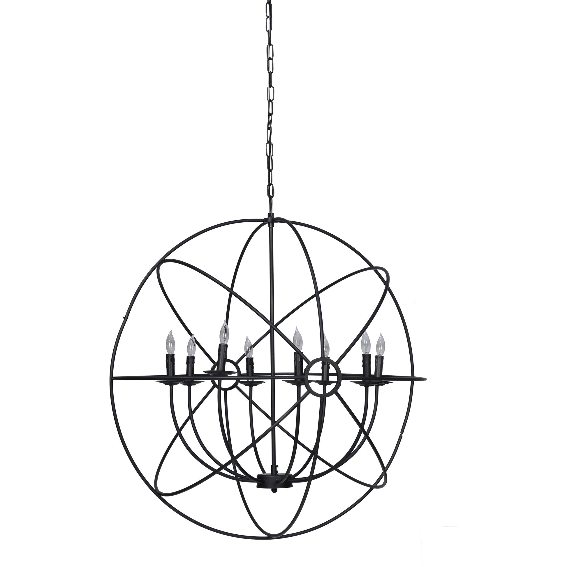 Voltaire Chandelier by Classic Home in black. Made from iron in a modern style.
