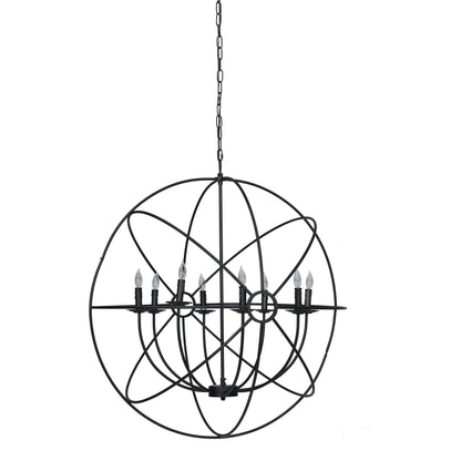 Voltaire Chandelier by Classic Home in black. Made from iron in a modern style.
