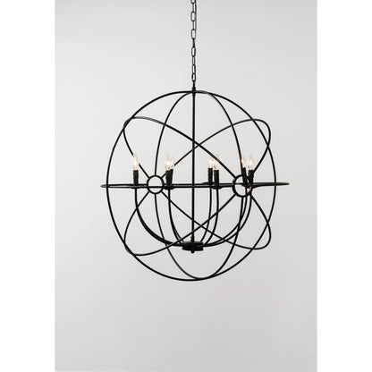 Voltaire Chandelier by Classic Home in black. Made from iron in a modern style.