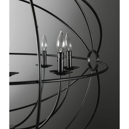 Voltaire Chandelier by Classic Home in black. Made from iron in a modern style.