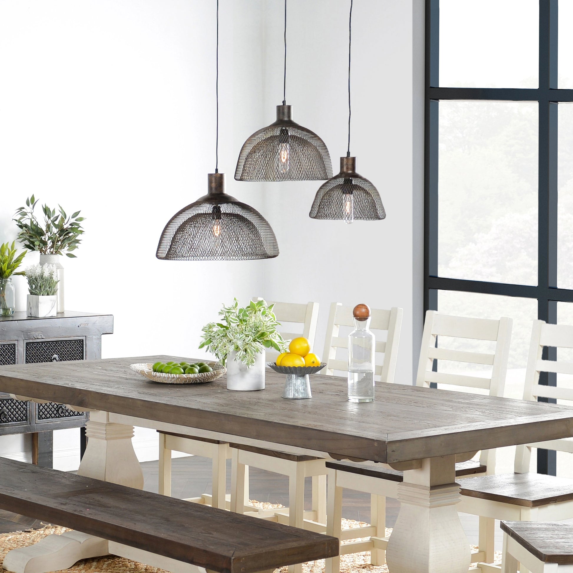 Polaris Mesh Pendant by Classic Home in rustic bronze. Made from iron in a cottage & farmhouse style.