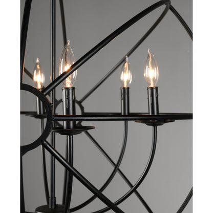 Voltaire Chandelier by Classic Home in black. Made from iron in a modern style.