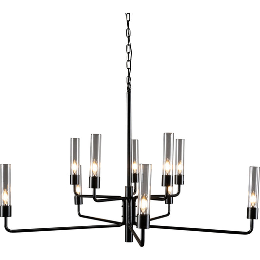 Maddy 10-Light Chandelier by Classic Home in black. Made from iron, glass in a transitional style.