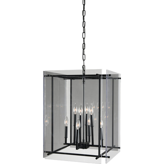 Lena 9-Light Chandelier by Classic Home in black. Made from iron, acrylic in a modern style.