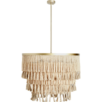 Brittany Natural Beaded Chandelier by Classic Home in natural. Made from wood beads in a cottage & farmhouse style.