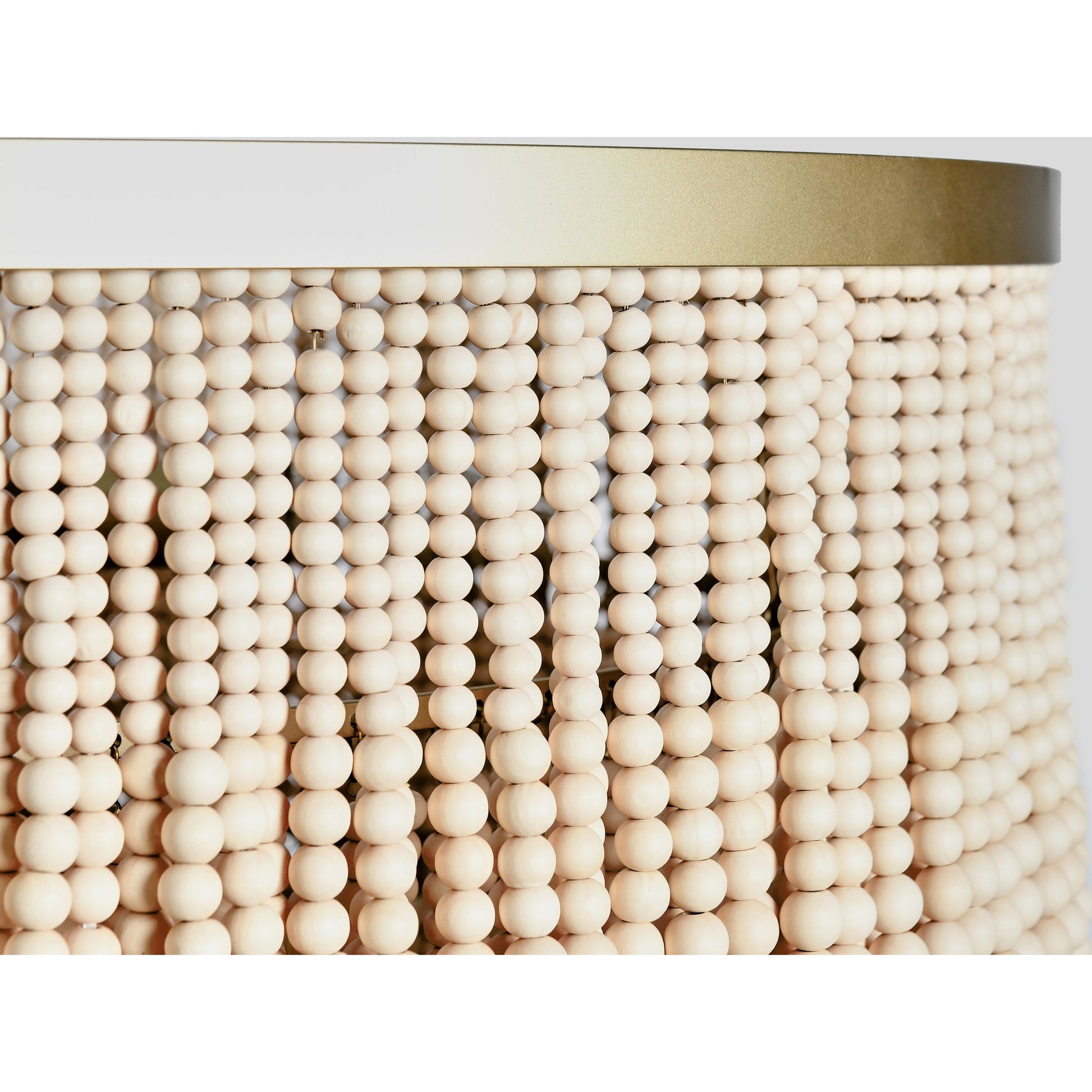 Brittany Natural Beaded Chandelier by Classic Home in natural. Made from wood beads in a cottage & farmhouse style.