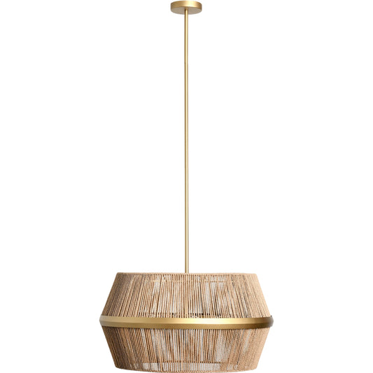 Wendy 6-Light Iron and Rattan Chandelier by Classic Home in natural, gold. Made from iron, paper rattan in a cottage & farmhouse style.