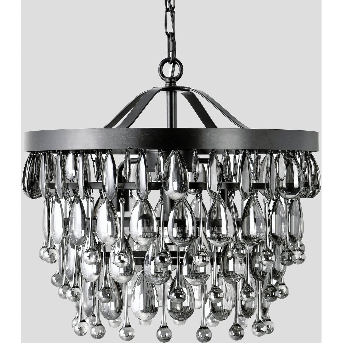 002 SI-2162541 | Closeup | Renata Glass 4-Light Black Chandelier by Classic Home in black. Made from glass, iron in a modern style.