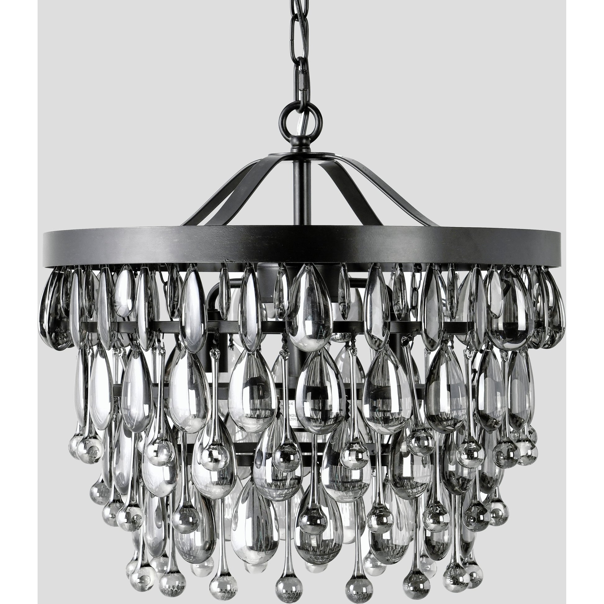 Renata Glass 4-Light Black Chandelier by Classic Home in black. Made from glass, iron in a modern style.