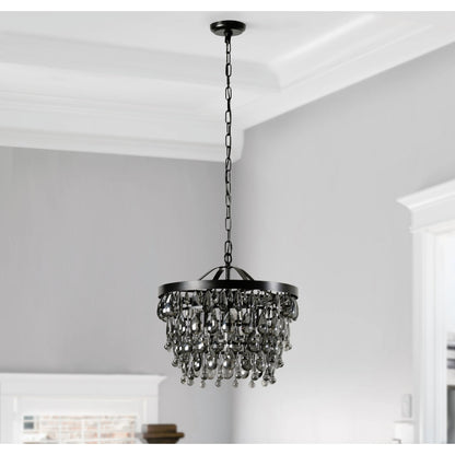 Renata Glass 4-Light Black Chandelier by Classic Home in black. Made from glass, iron in a modern style.