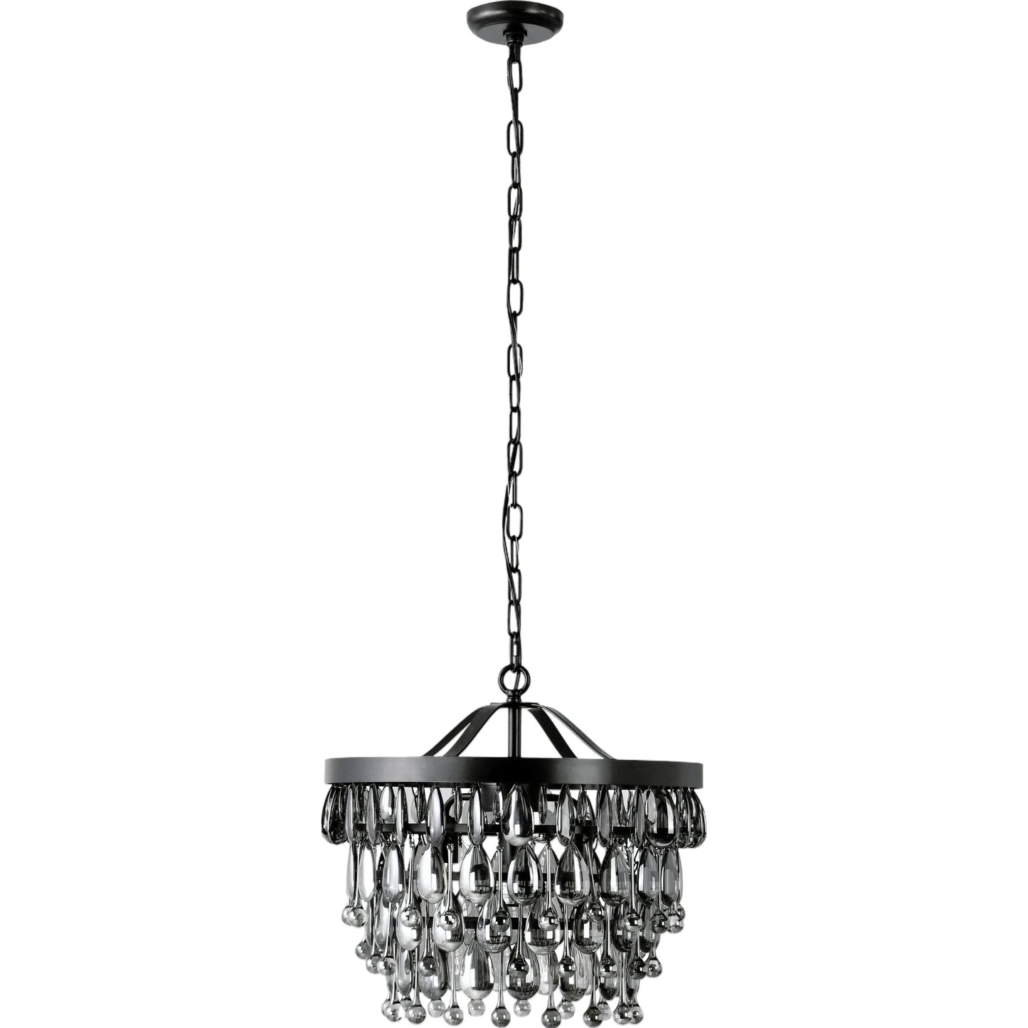 001 SI-2162541 | Primary Silo | Renata Glass 4-Light Black Chandelier by Classic Home in black. Made from glass, iron in a modern style.