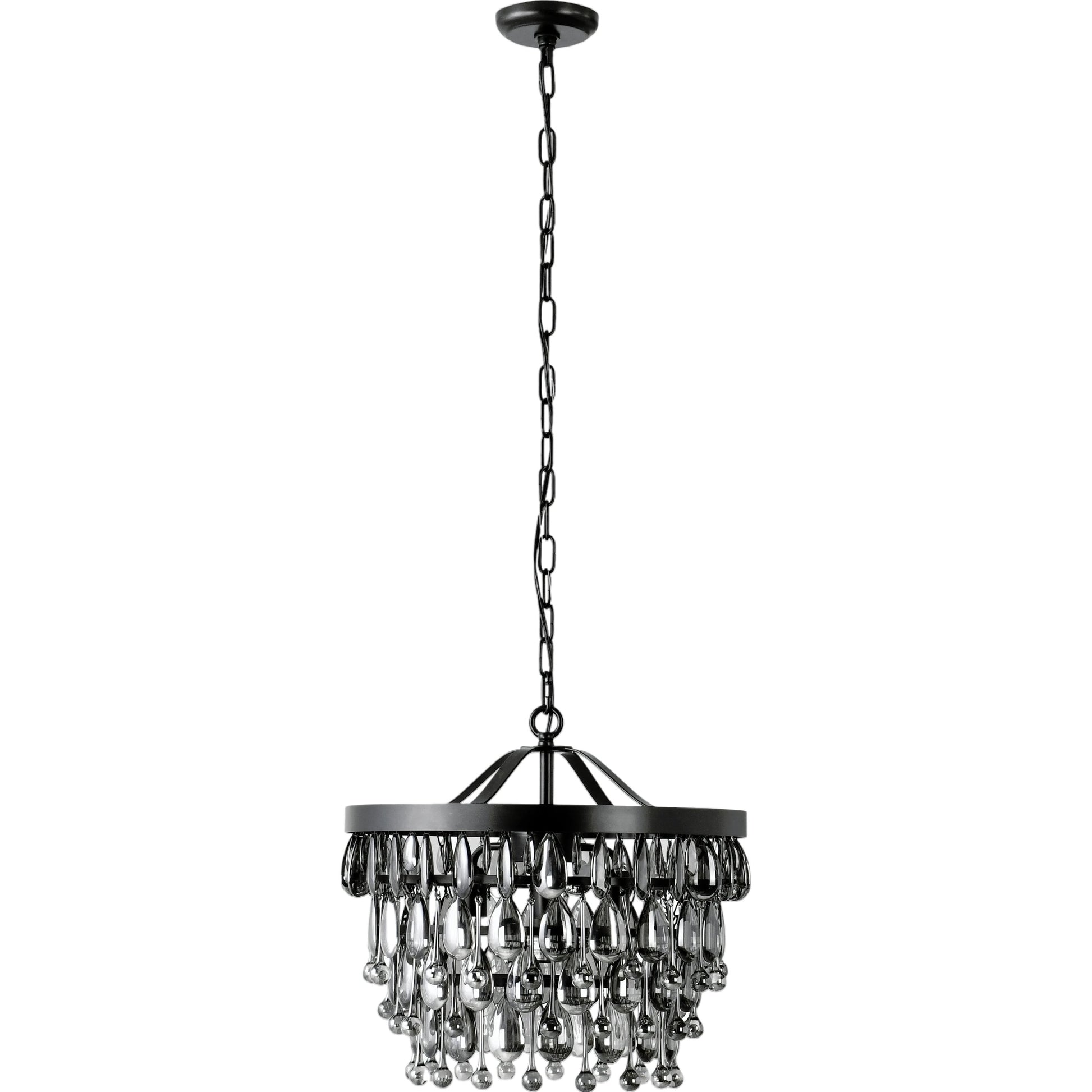 Renata Glass 4-Light Black Chandelier by Classic Home in black. Made from glass, iron in a modern style.