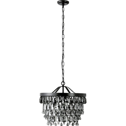 Renata Glass 4-Light Black Chandelier by Classic Home in black. Made from glass, iron in a modern style.