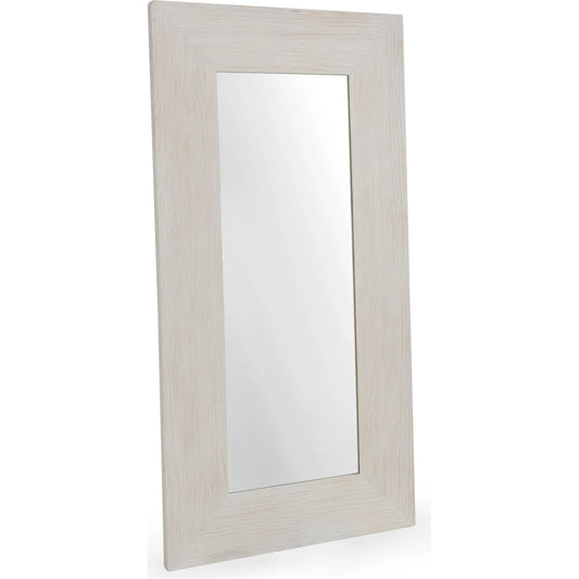 Claire Pine Wood Floor Mirror by Classic Home in whitewash. Made from pine wood in a transitional style.