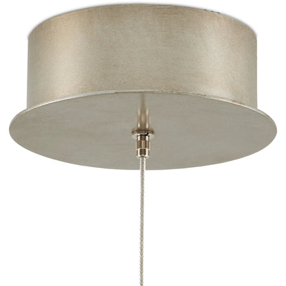 Catrice Pendant by Currey and Company in painted silver, contemporary silver leaf, natural shell. Made from capiz shell, wrought iron in a coastal style.