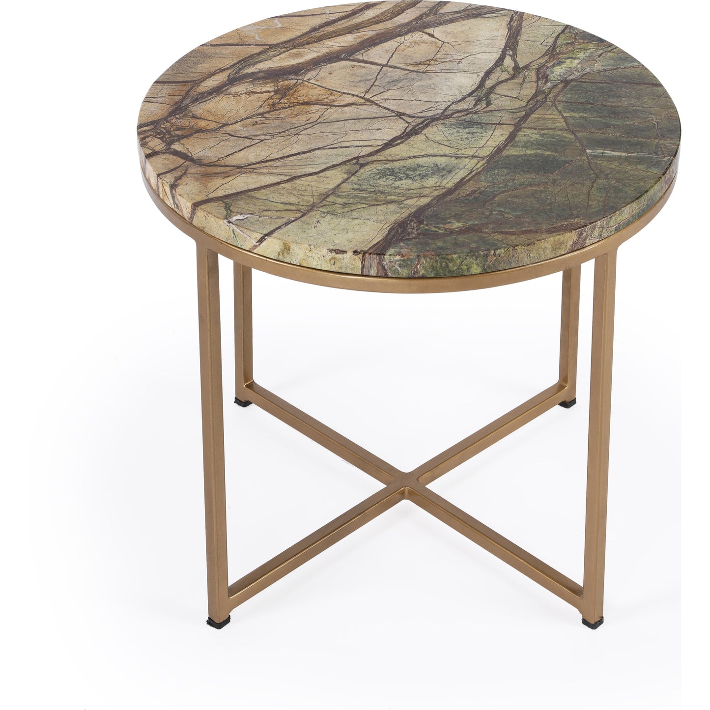 002 SI-1822277 | Additional Silo | Giovanniya Side Table by Butler Specialty Company in gold and antique gold. Made from iron, marble, mdf, mango wood in a modern style.