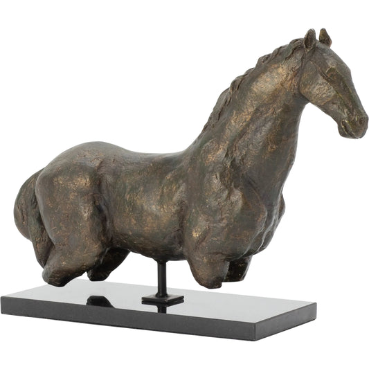 Horse Sculpture by Global Views in iron, granite. Made from cast iron 50%, granite 50% in a modern style.