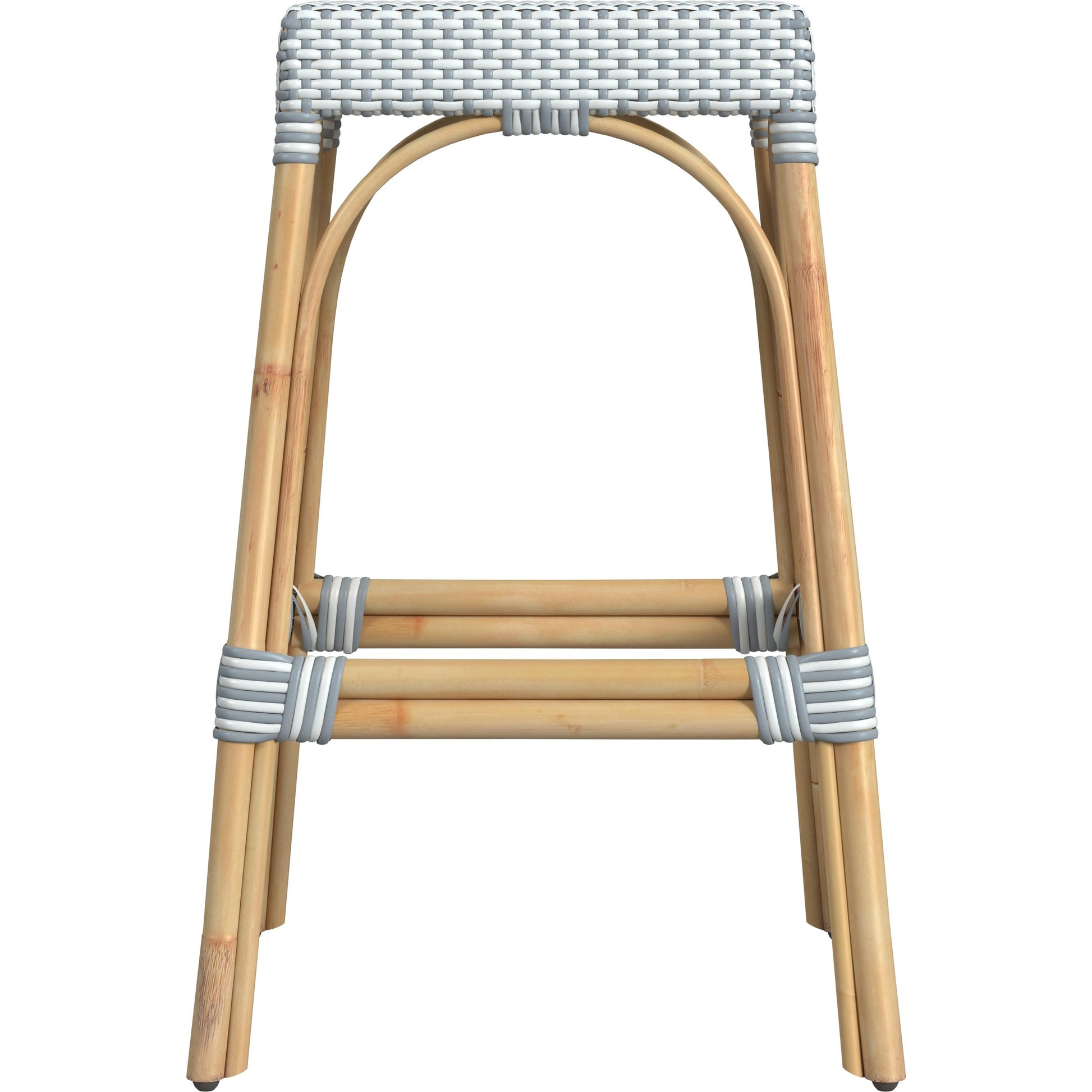 Robias Bar Stool by Butler Specialty Company. Made from natural rattan, synthetic weave in a coastal style.