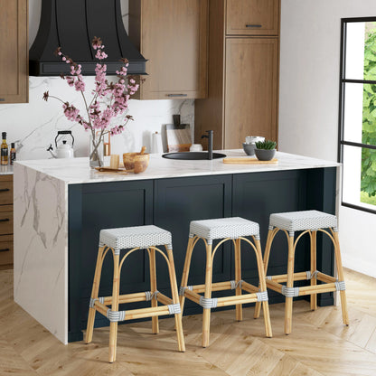 Robias Bar Stool by Butler Specialty Company. Made from natural rattan, synthetic weave in a coastal style.