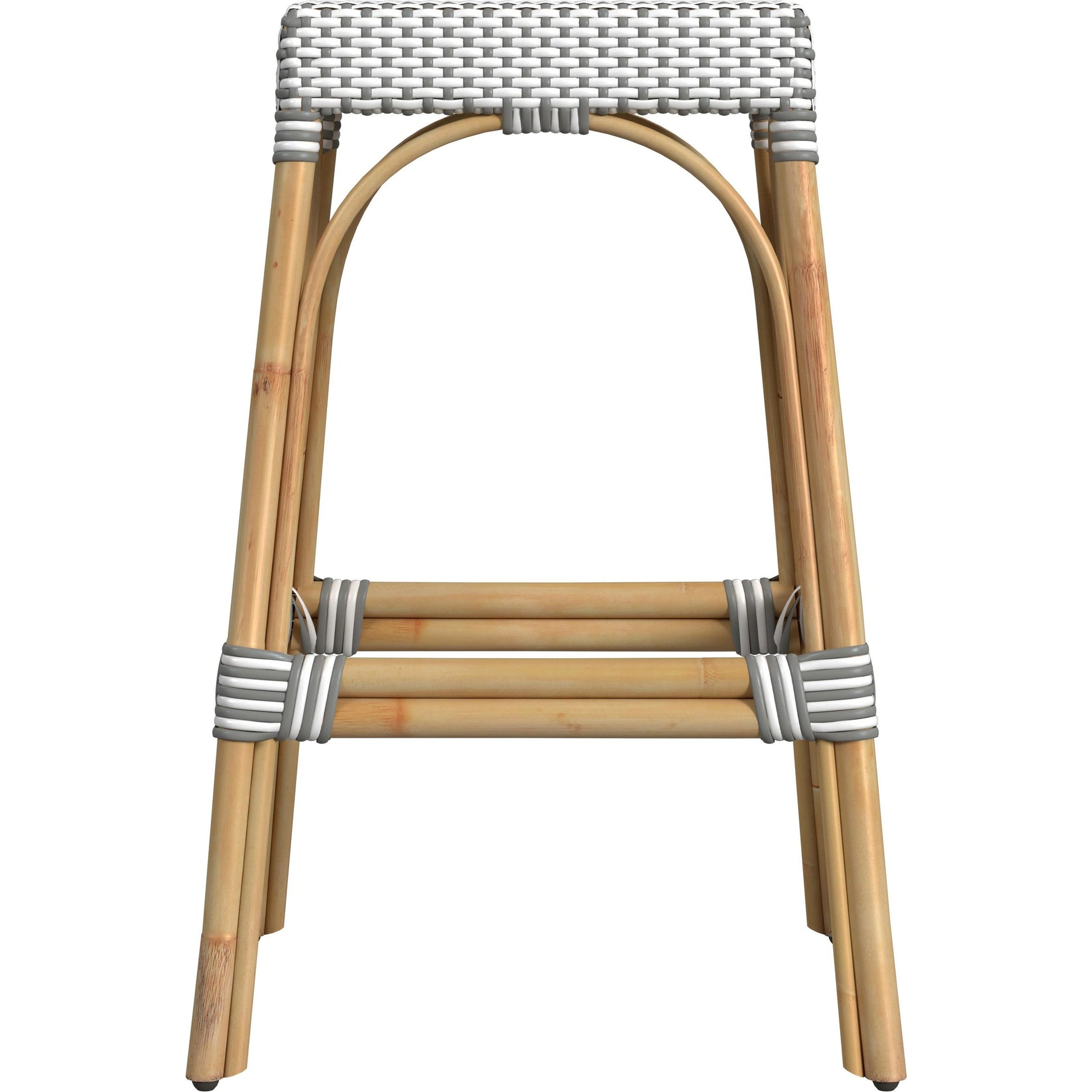 Robias Bar Stool by Butler Specialty Company. Made from natural rattan, synthetic weave in a coastal style.