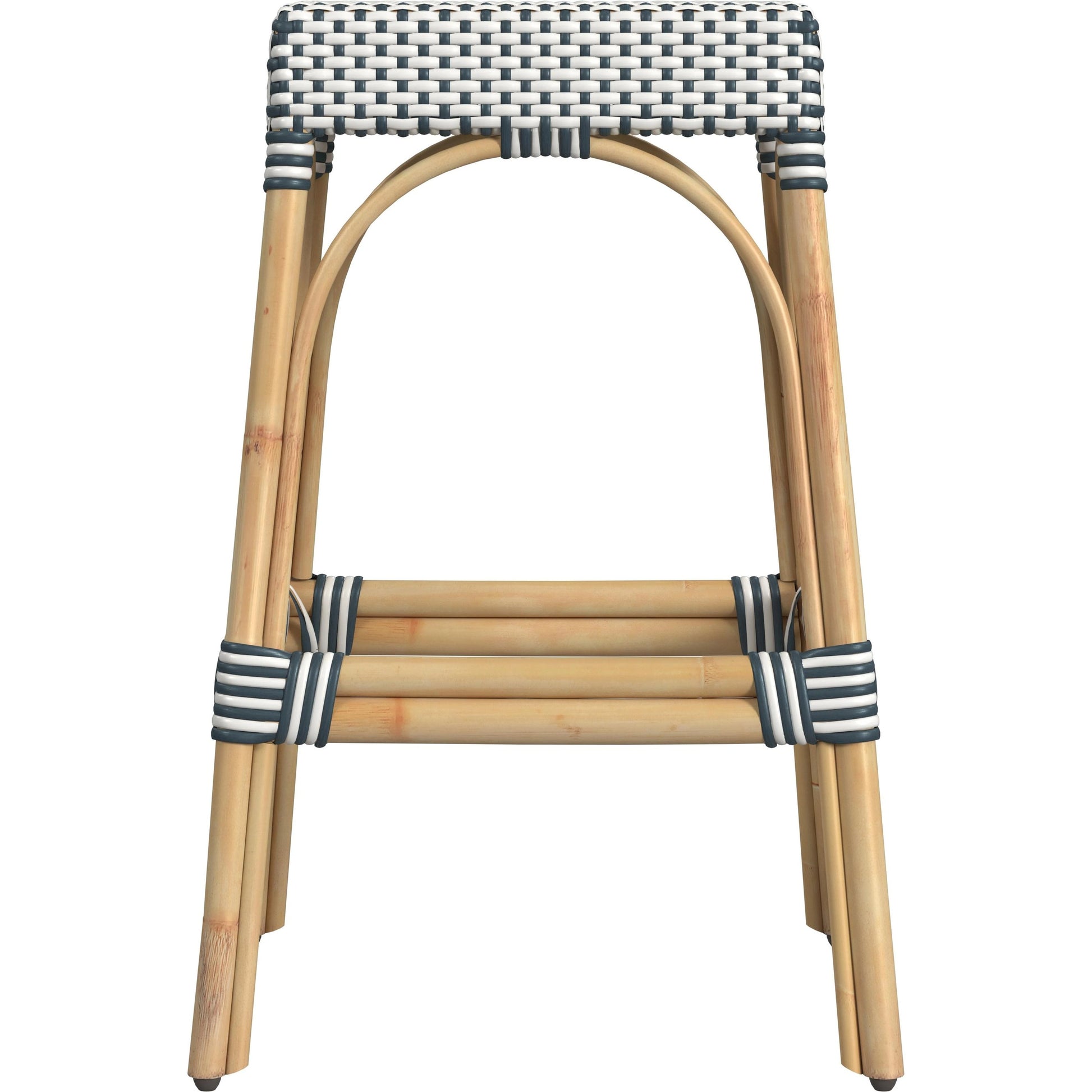 Robias Bar Stool by Butler Specialty Company. Made from natural rattan, synthetic weave in a coastal style.