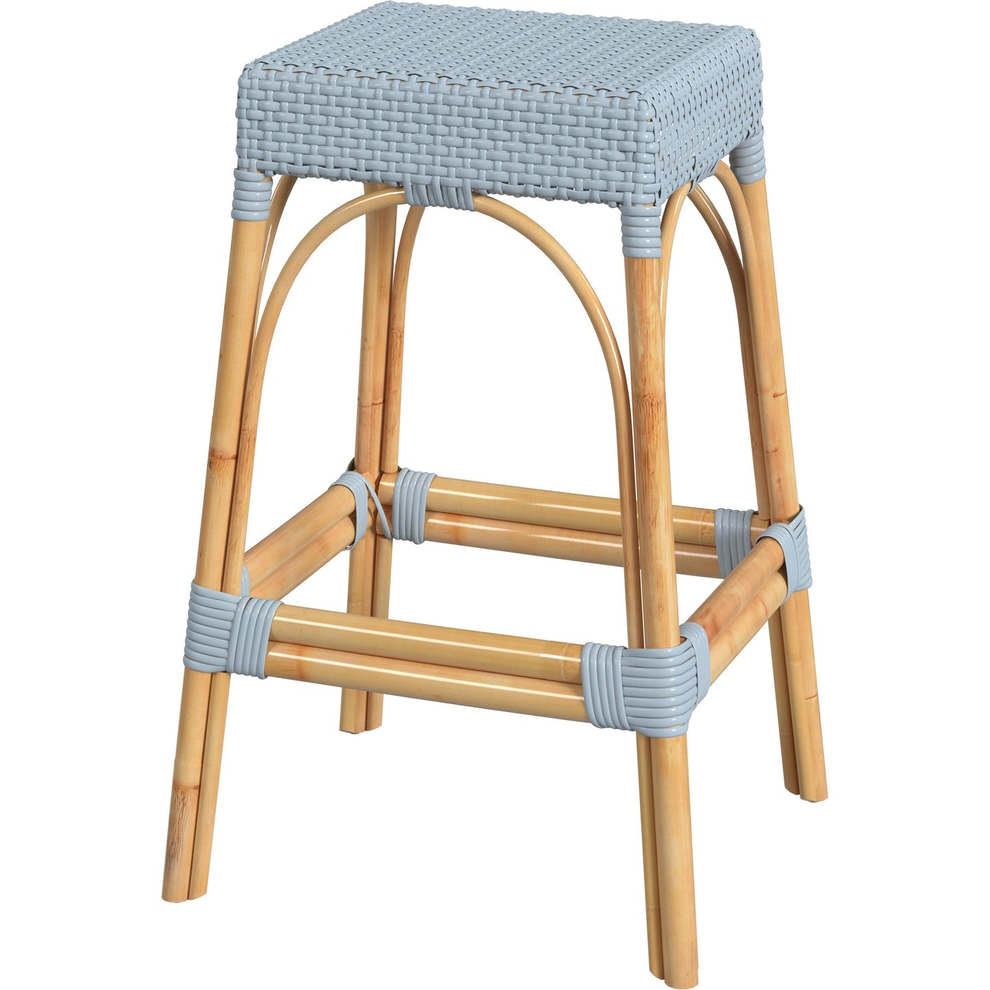 046 SI-2022030 | Primary Silo | Robias Bar Stool by Butler Specialty Company. Made from natural rattan, synthetic weave in a coastal style.