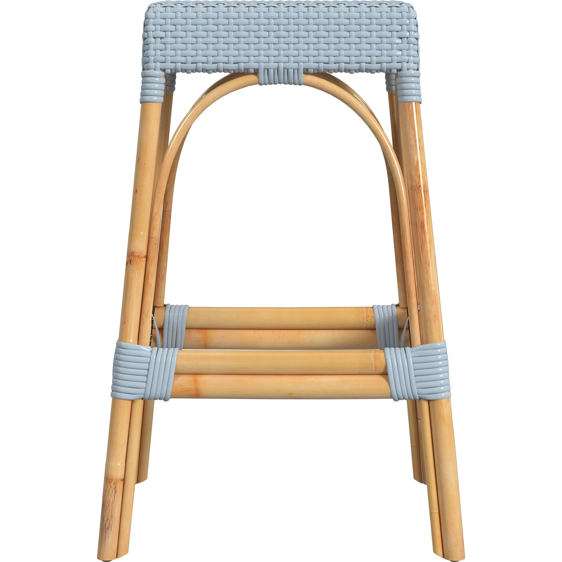 Robias Bar Stool by Butler Specialty Company. Made from natural rattan, synthetic weave in a coastal style.