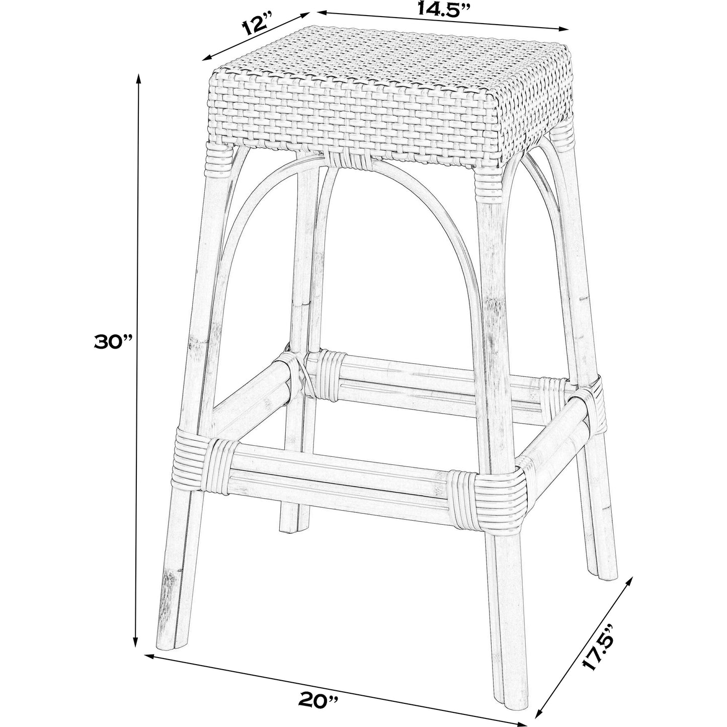 075 SI-2022030 | Additional Silo | Robias Bar Stool by Butler Specialty Company. Made from natural rattan, synthetic weave in a coastal style.