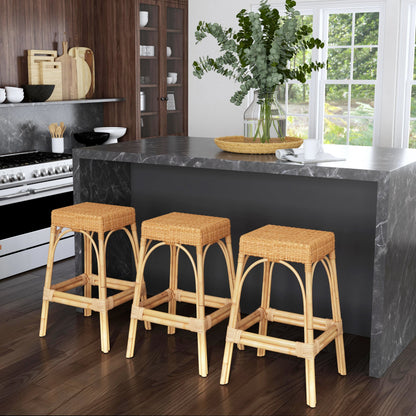 Robias Rectangular Rattan 30" Bar Stool by Butler Specialty Company. Made from rattan, polyurethane synthetic rattan in a cottage & farmhouse style.