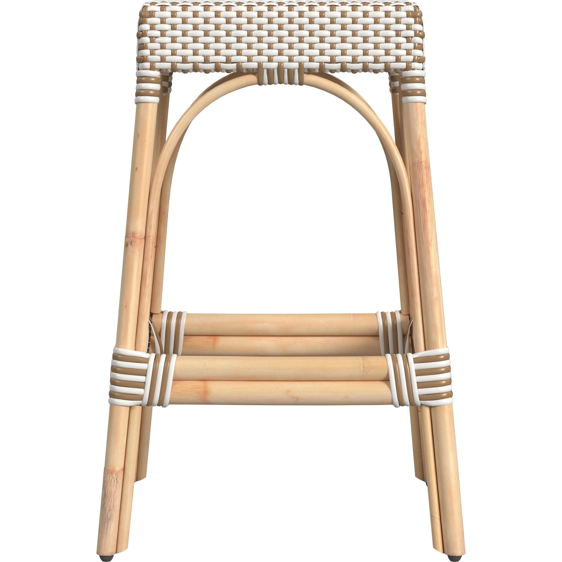 Robias Bar Stool by Butler Specialty Company. Made from natural rattan, synthetic weave in a coastal style.