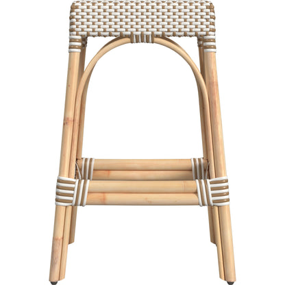 Robias Bar Stool by Butler Specialty Company. Made from natural rattan, synthetic weave in a coastal style.