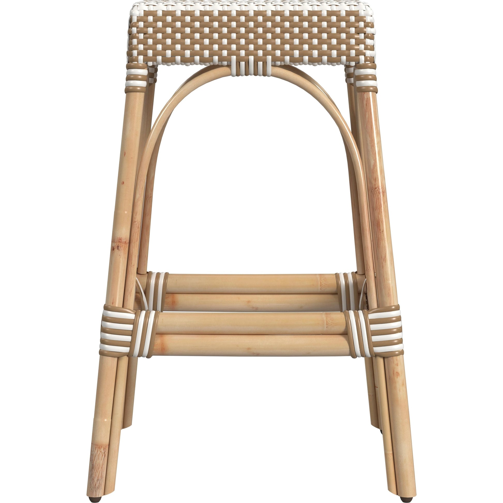 Robias Bar Stool by Butler Specialty Company. Made from natural rattan, synthetic weave in a coastal style.