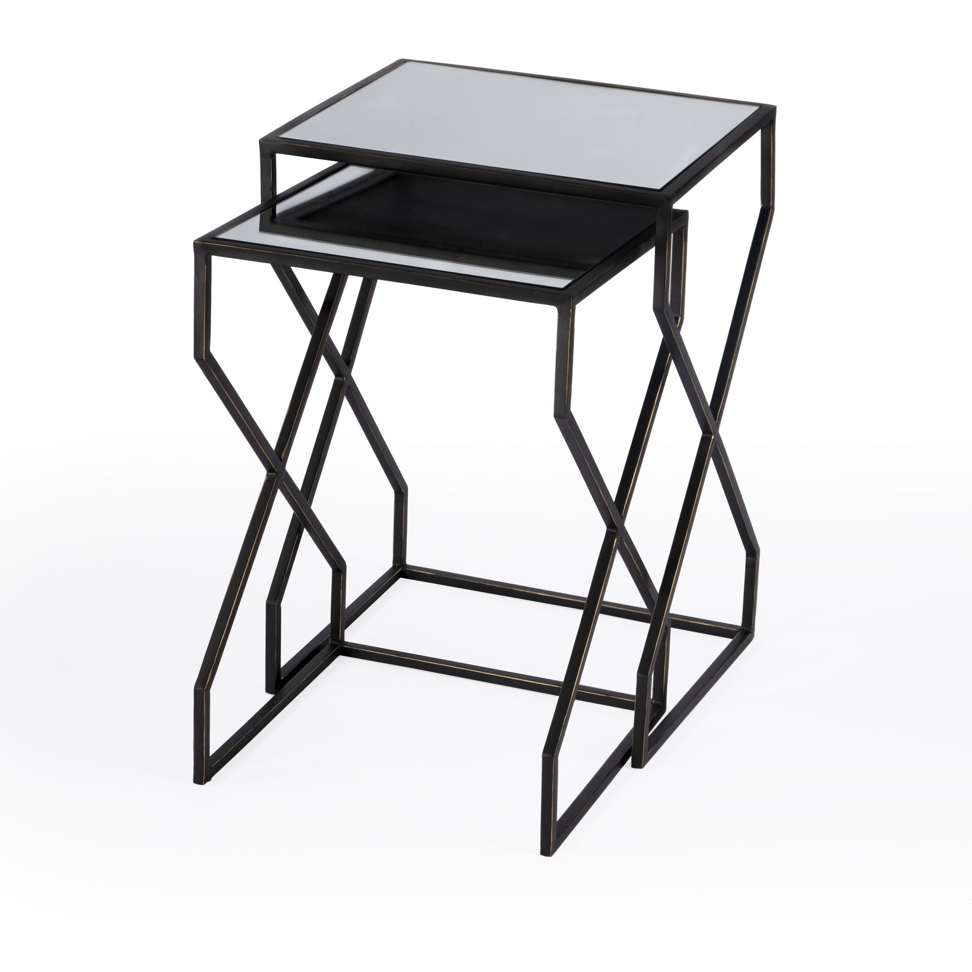 Demi Nesting Tables by Butler Specialty Company in black and black. Made from iron, mirror, mdf in a modern style.