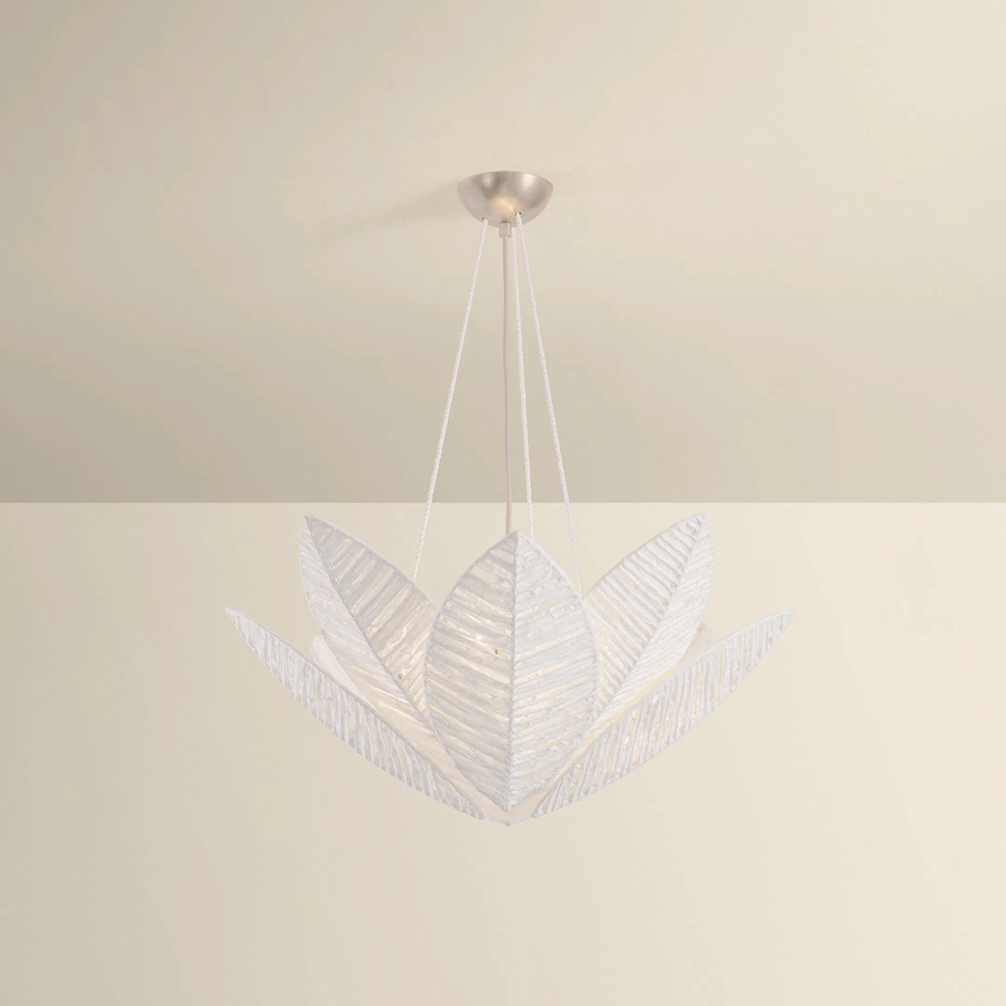 001 SI-2472505 | Lifestyle | Azores Chandelier by Corbett in warm silver leaf. Made from unique in a coastal style.