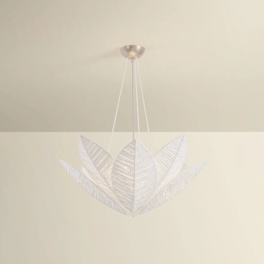 Azores Chandelier by Corbett in warm silver leaf. Made from unique in a coastal style.