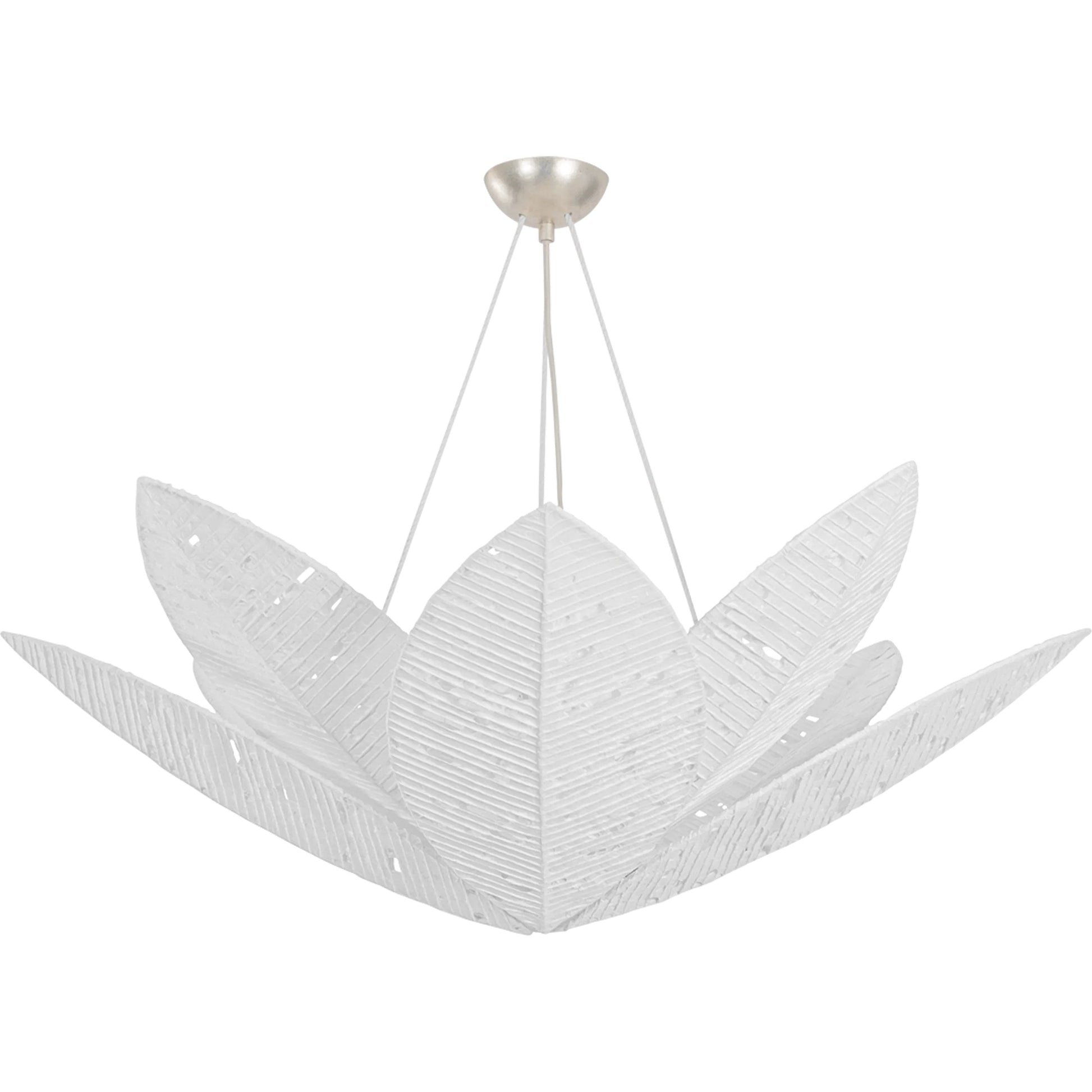 Azores Chandelier by Corbett in warm silver leaf. Made from unique in a coastal style.