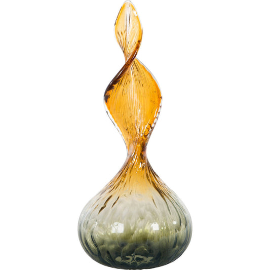 Free Form Twist Sculpture by Bradburn Home in amber. Made from glass in a modern style.