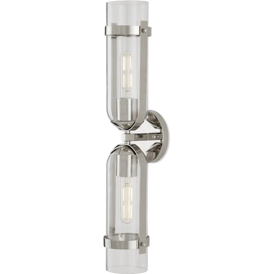 Bonardi Wall Sconce by Currey and Company. Made from stainless steel, glass in a modern style.