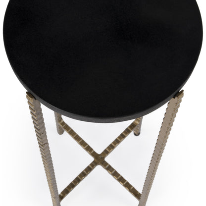 Nigella Round Marble & Metal Accent Table by Butler Specialty Company in multi-color. Made from unique in a eclectic & global style.