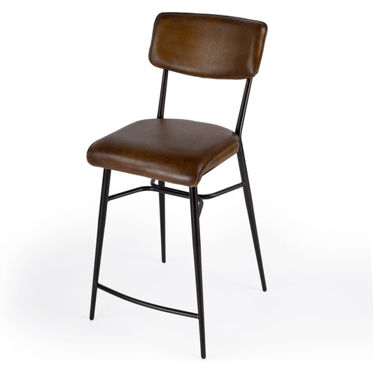 Odessa Counter Stool by Butler Specialty Company in brown and brown. Made from leather : upholstery (buff leather) in a traditional style.