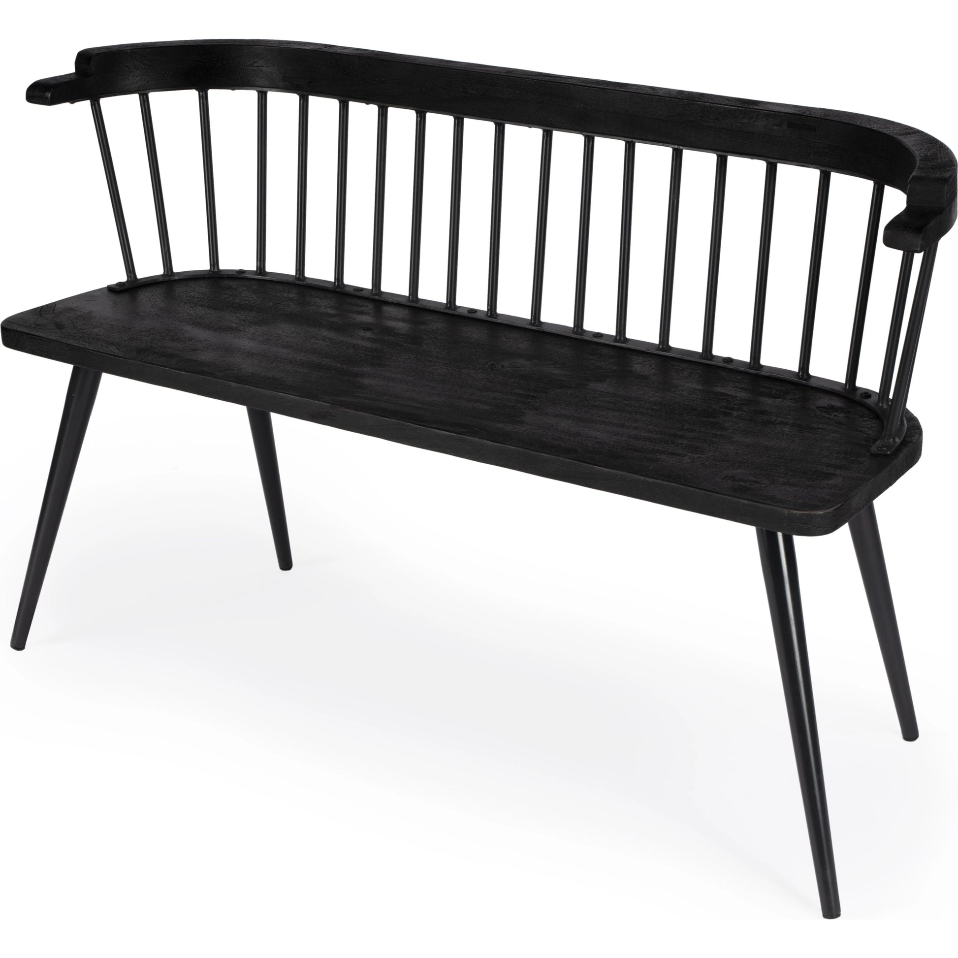 Tempe Bench by Butler Specialty Company. Made from 60% mango solids, 40%- iron in a traditional style.