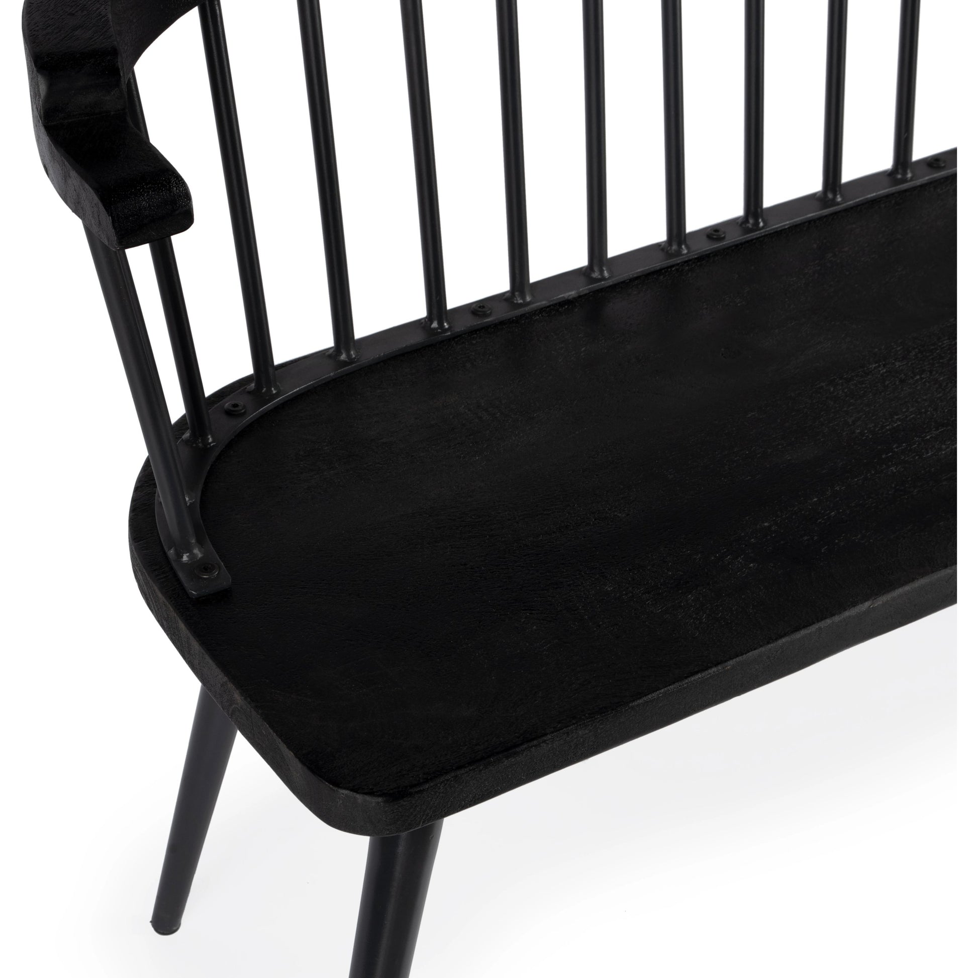 Tempe Bench by Butler Specialty Company. Made from 60% mango solids, 40%- iron in a traditional style.