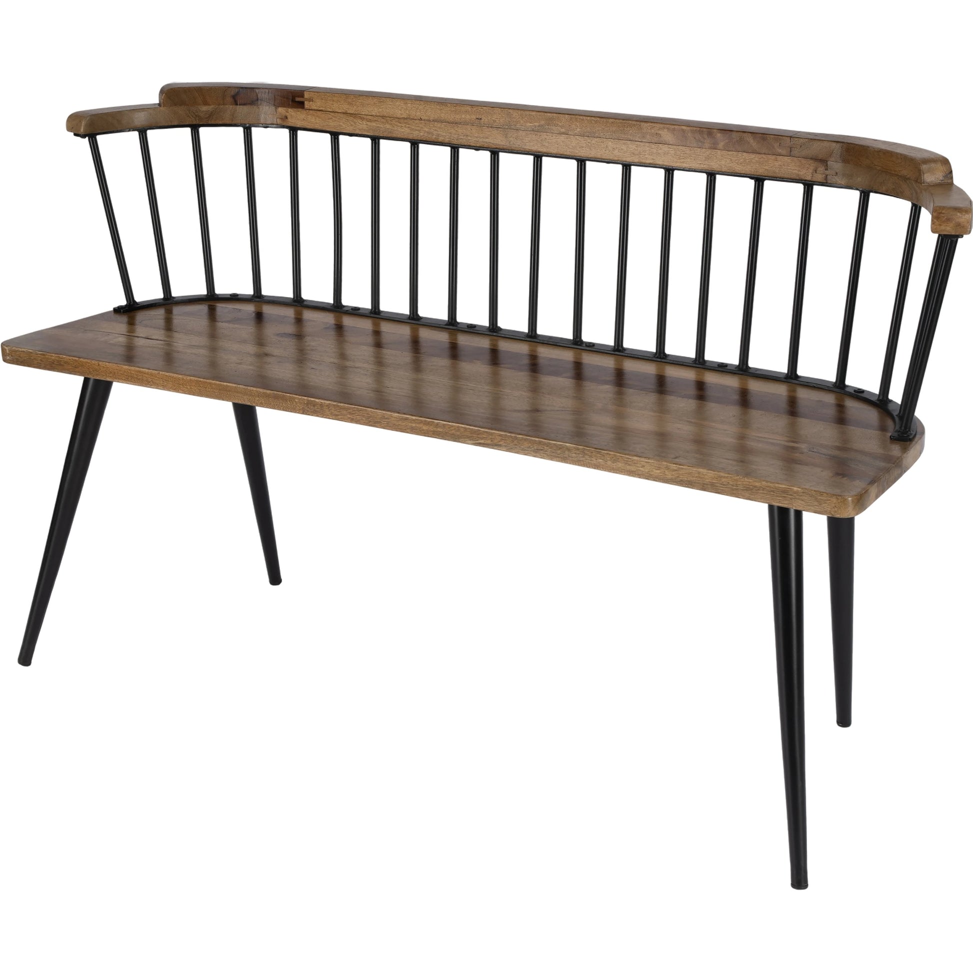 Tempe Bench by Butler Specialty Company. Made from 60% mango solids, 40%- iron in a traditional style.