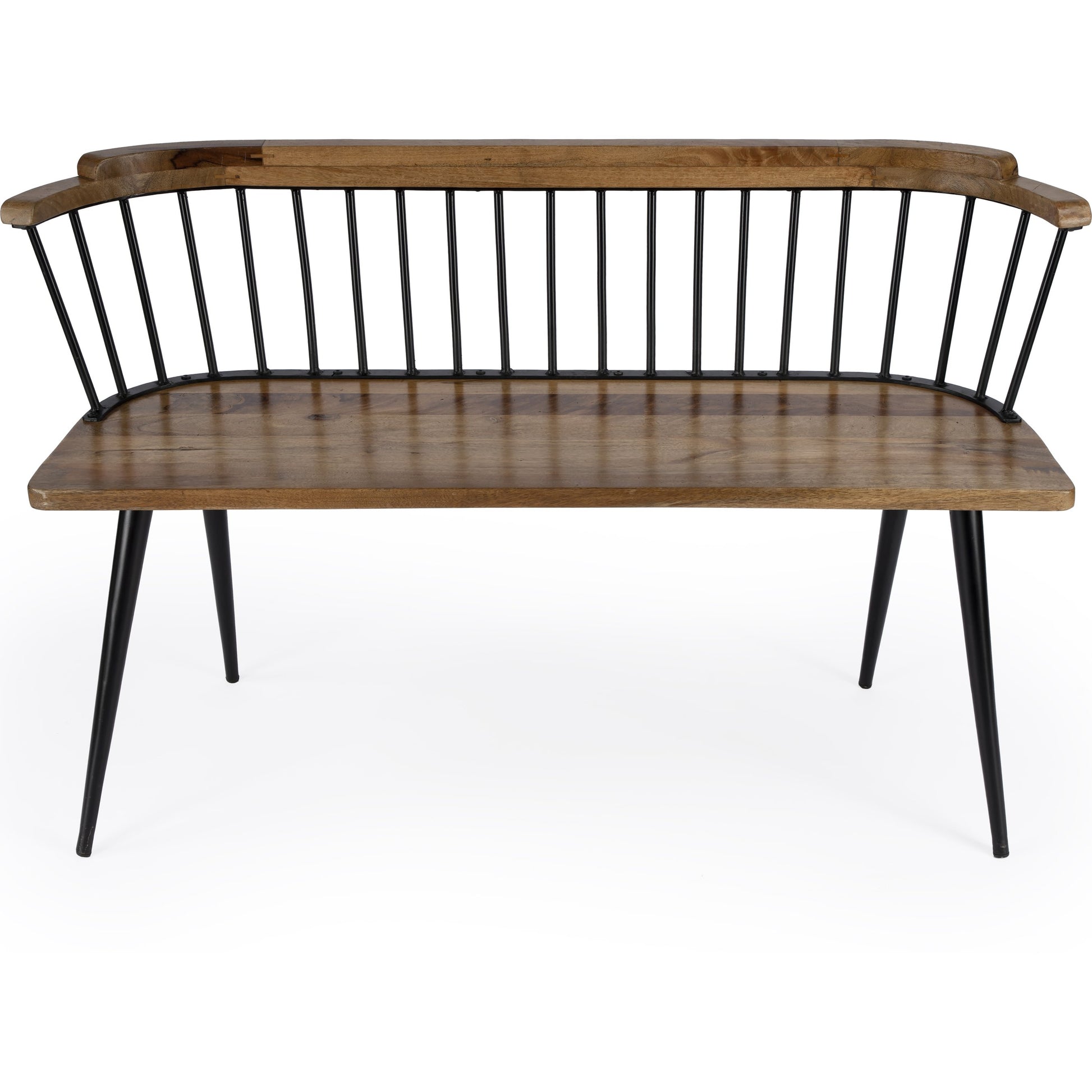 Tempe Bench by Butler Specialty Company. Made from 60% mango solids, 40%- iron in a traditional style.