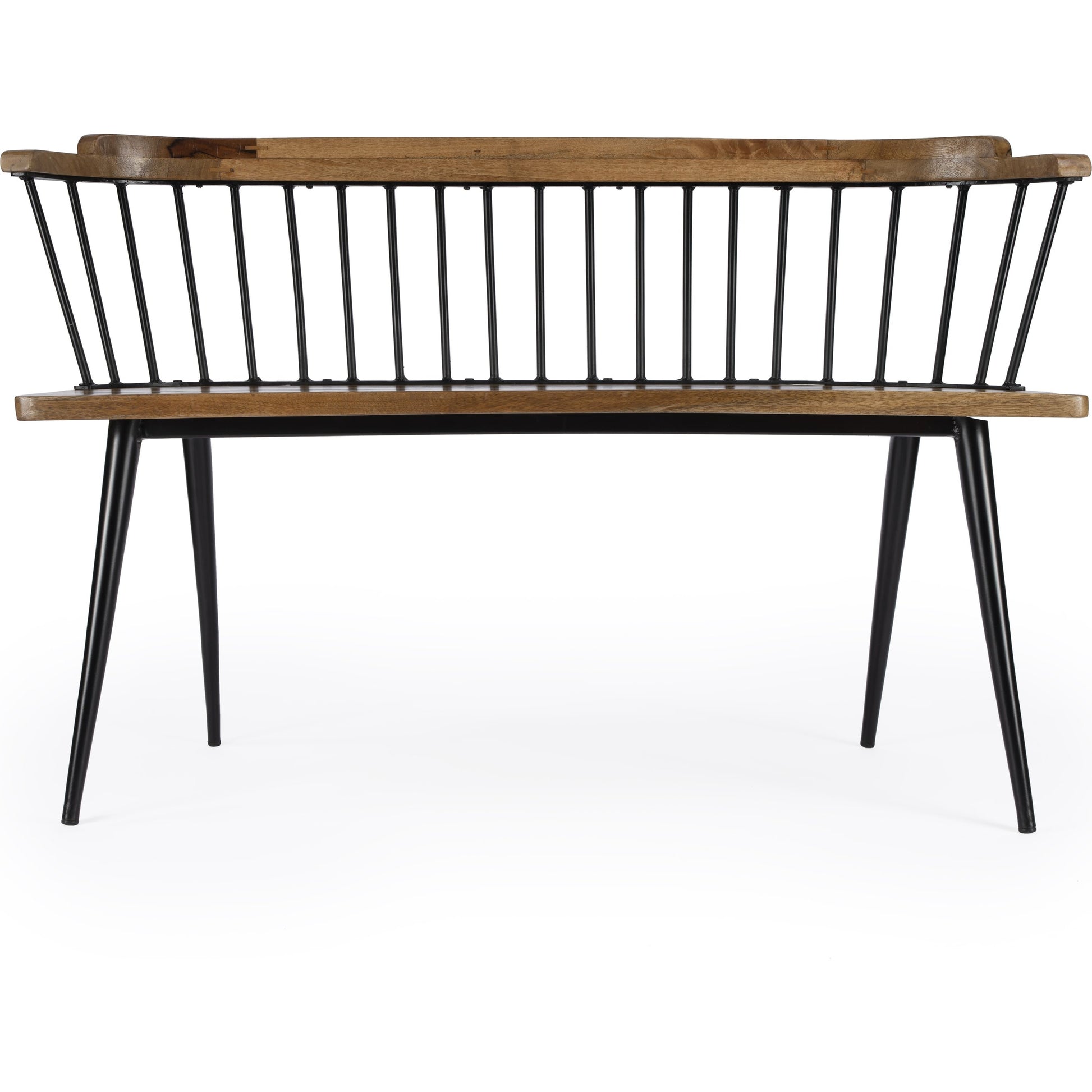Tempe Bench by Butler Specialty Company. Made from 60% mango solids, 40%- iron in a traditional style.