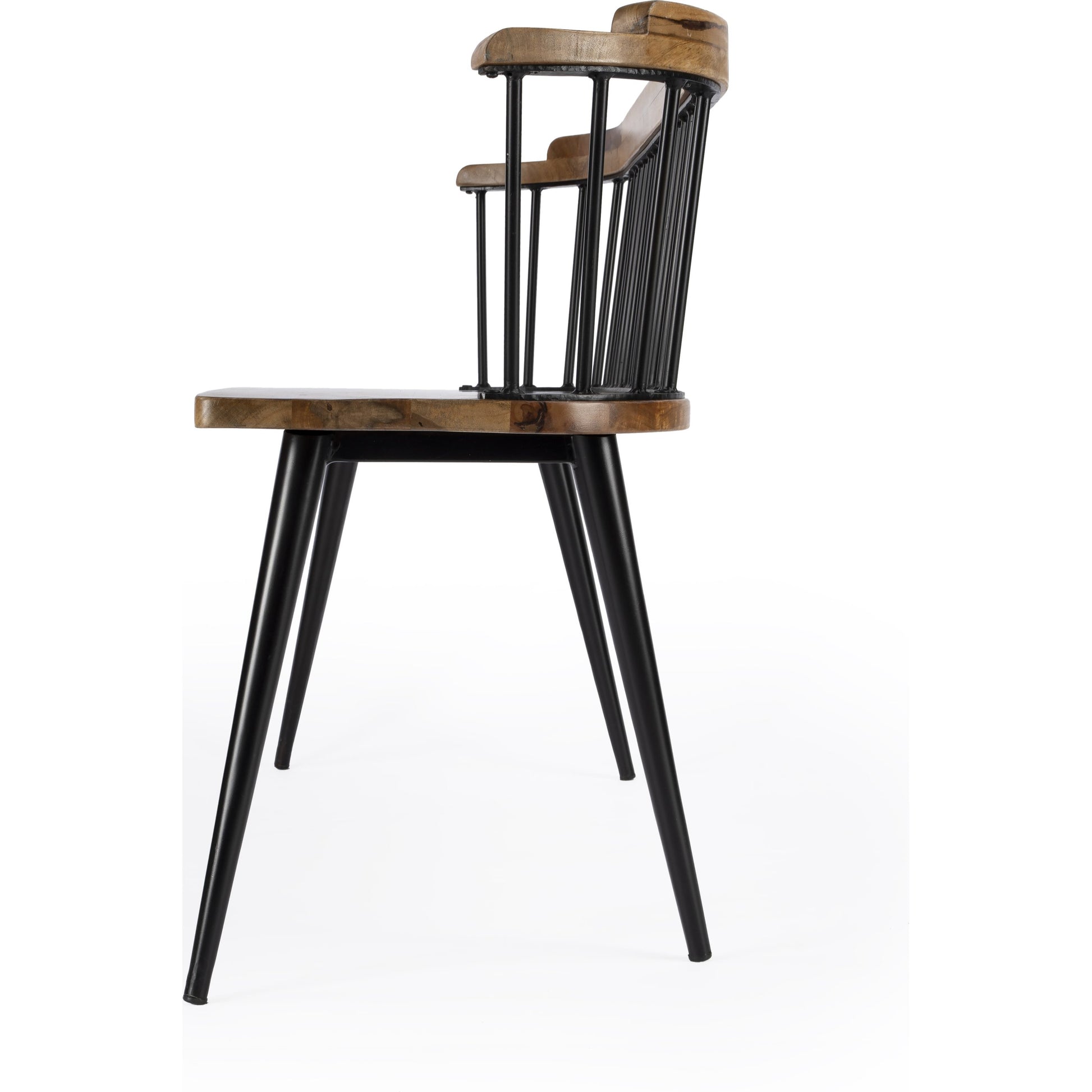 Tempe Bench by Butler Specialty Company. Made from 60% mango solids, 40%- iron in a traditional style.